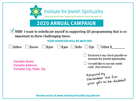 Institute for Jewish Spirituality Fundraising Campaign