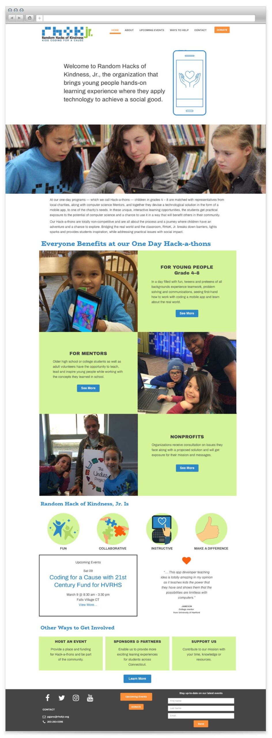 Random Hacks of Kindness, Jr website home page